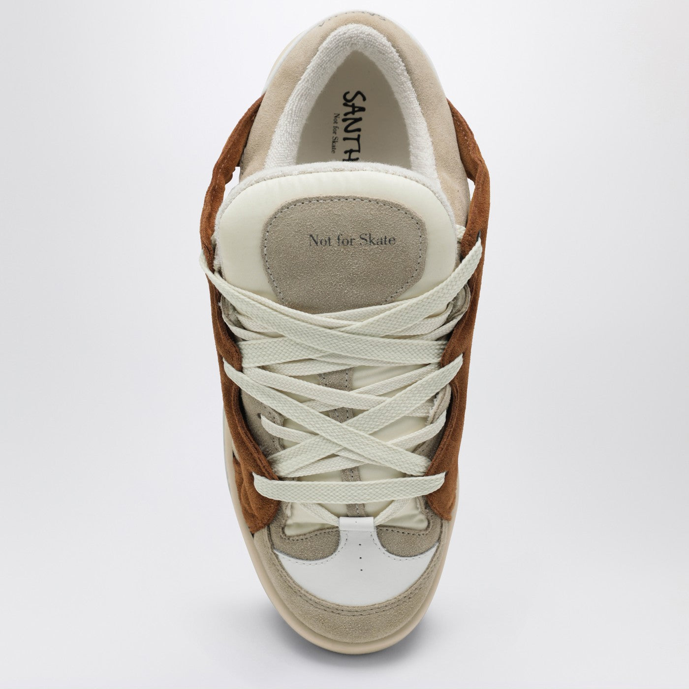 Baskets Model 1 crème/marron en mesh et daim